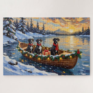 Great Dane Christmas Boat Holiday Jigsaw Puzzle