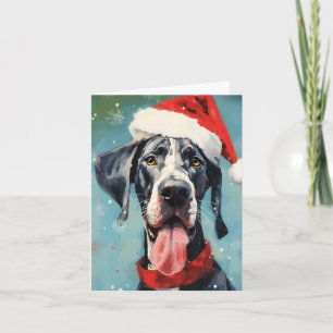 Great Dane Christmas brush painting artwork Card