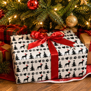 Great Dane Christmas Dog Pattern Black White Wrapping Paper
