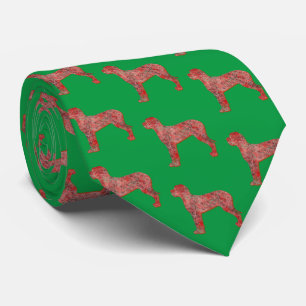 Great Dane Christmas Dog Silhouette Green Neck Tie
