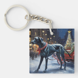 Great Dane Christmas Festive Season  Key Ring
