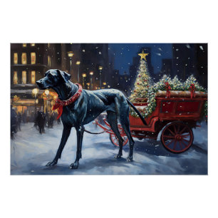 Great Dane Christmas Festive Season  Poster