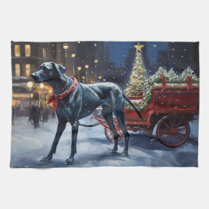 Great Dane Christmas Festive Season Tea Towel