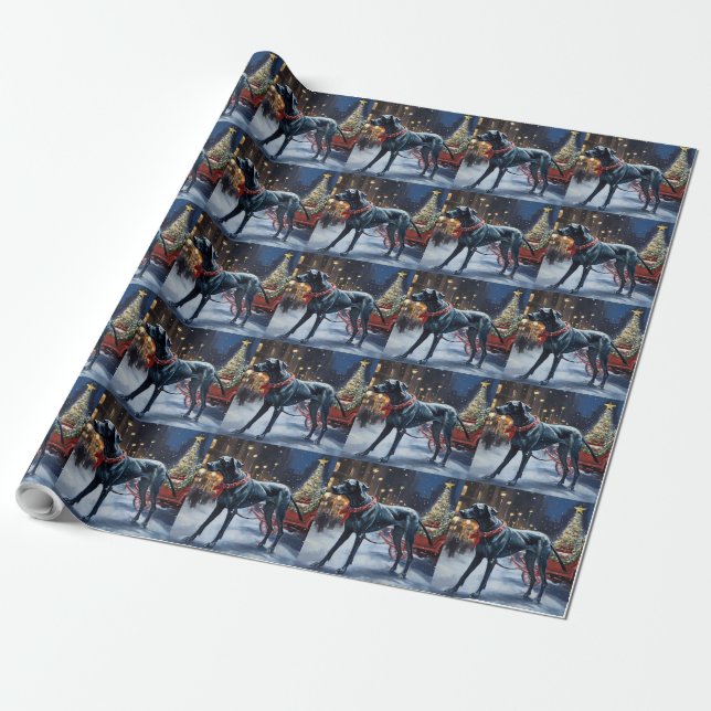 Great Dane Christmas Festive Season  Wrapping Paper (Unrolled)