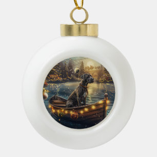 Great Dane Christmas Festive Voyage Ceramic Ball Christmas Ornament