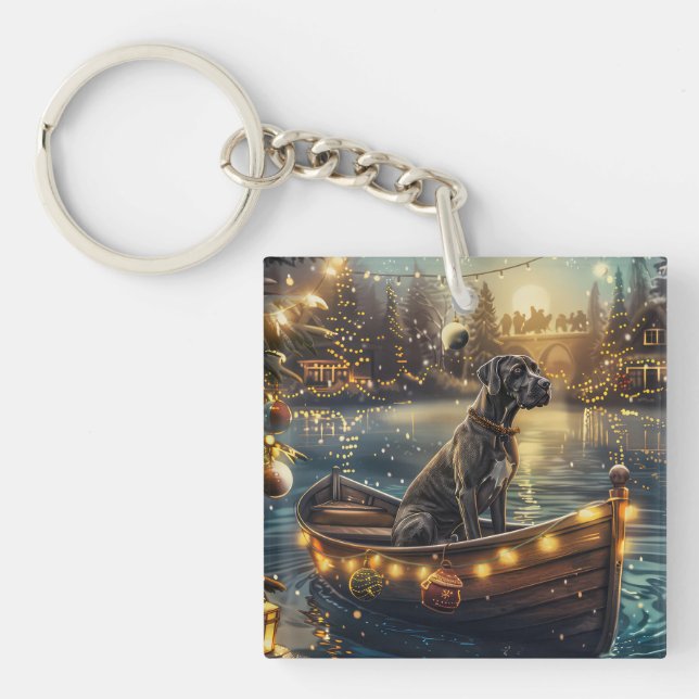 Great Dane Christmas Festive Voyage Key Ring (Front)