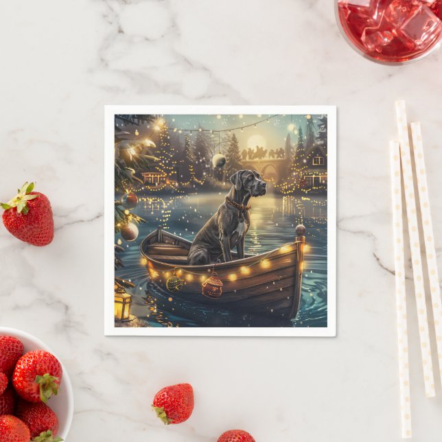 Great Dane Christmas Festive Voyage Napkin (Insitu)