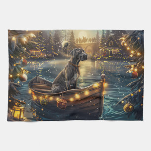 Great Dane Christmas Festive Voyage Tea Towel