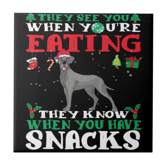 Great Dane Christmas fun Classic T-Shirt Ceramic Tile (Front)