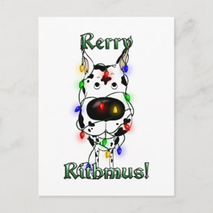 Great Dane Christmas Lights Holiday Postcard