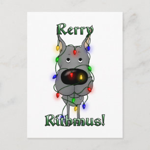 Great Dane Christmas Lights Holiday Postcard