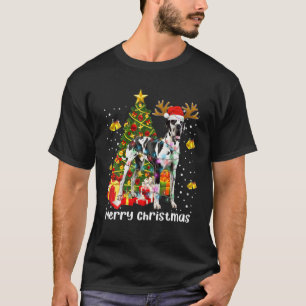 Great Dane Christmas Lights Tree Santa Xmas Pajama T-Shirt