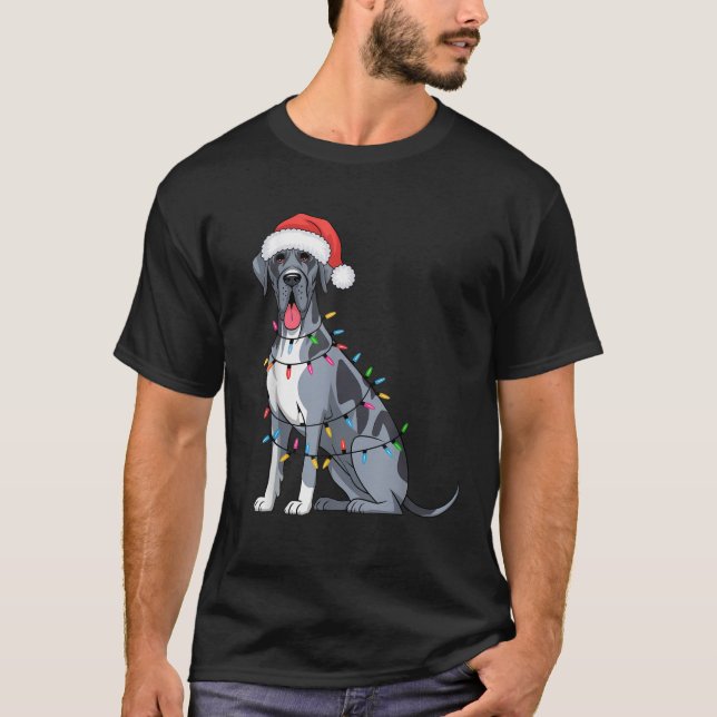 Great Dane Christmas Lights Xmas Dogs Gifts for Me T-Shirt (Front)