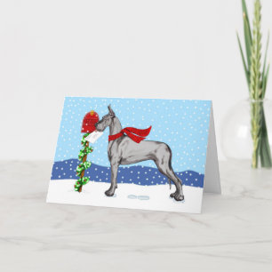 Great Dane Christmas Mail Black Holiday Card