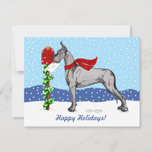 Great Dane Christmas Mail Black Invitation