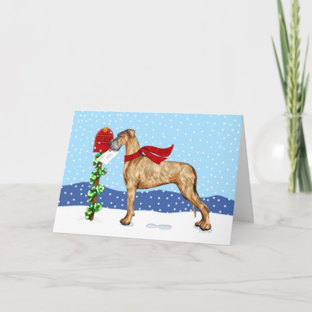 Great Dane Christmas Mail Brindle UC Holiday Card (Front)