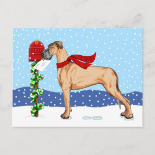Great Dane Christmas Mail Fawn UC Holiday Postcard