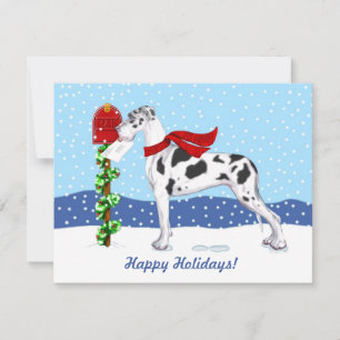 Great Dane Christmas Mail Harlequin UC Invitation