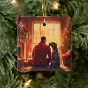 Great Dane Christmas Ornament, Dog Memorial Gift Ceramic Ornament