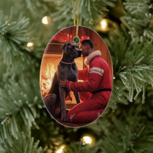 Great Dane Christmas Ornament, Dog Memorial Gift Ceramic Ornament