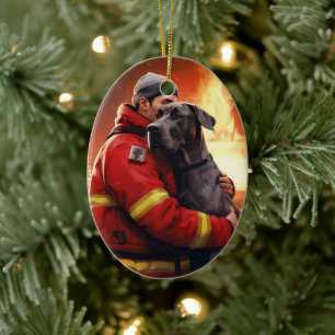 Great Dane Christmas Ornament, Dog Memorial Gift Ceramic Ornament