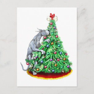 Great Dane Christmas Reach Goals Blue Holiday Postcard