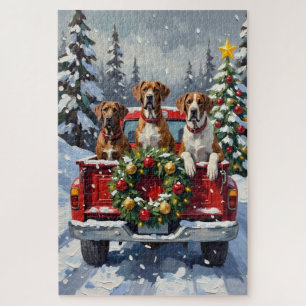 Great Dane Christmas Red Truck Holiday Jigsaw Puzzle