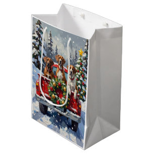 Great Dane Christmas Red Truck Holiday Medium Gift Bag