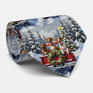 Great Dane Christmas Red Truck Holiday Tie