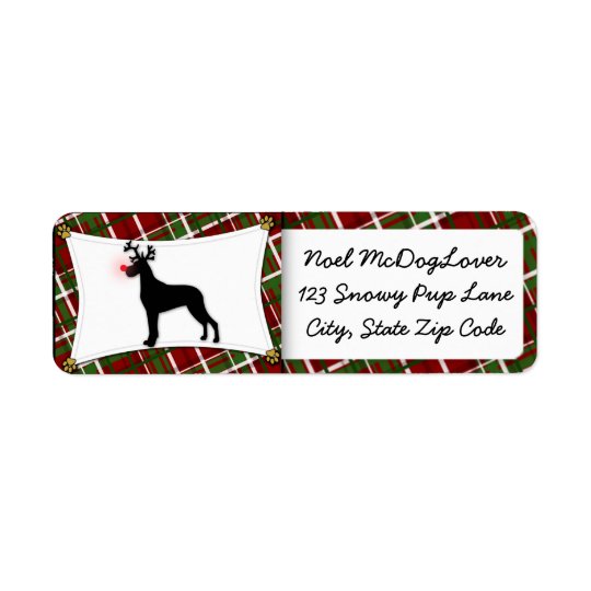 Great Dane Christmas Return Address Label