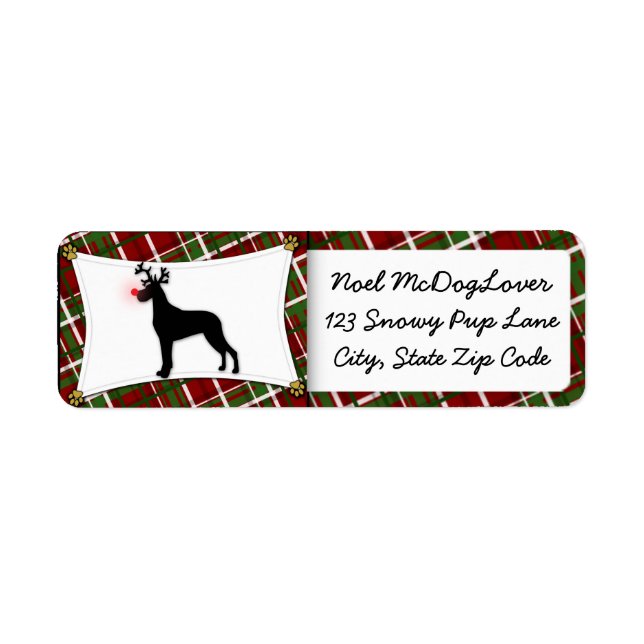 Great Dane Christmas Return Address Label (Front)
