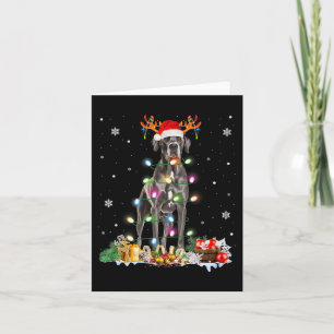 Great Dane Christmas Santa Hat Fairy Lights Pajama Card