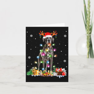 Great Dane Christmas Santa Hat Fairy Lights Pajama Card