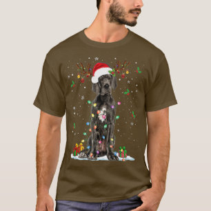 Great Dane Christmas Santa Hat Fairy Lights Pajama T-Shirt