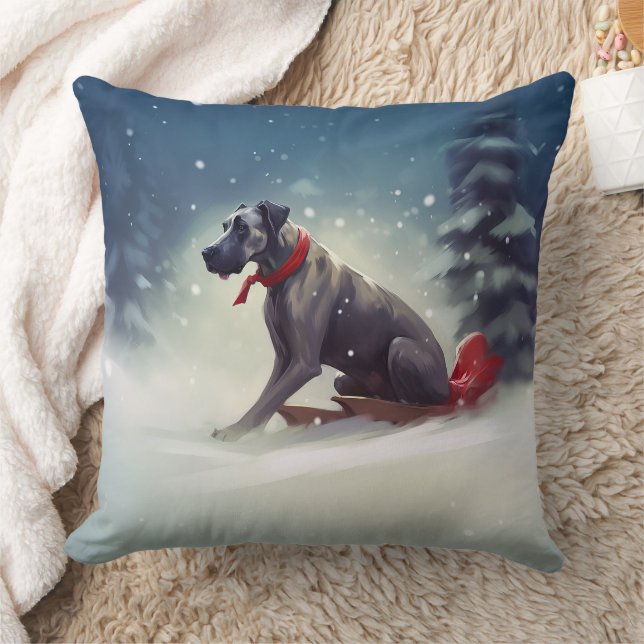 Great Dane Christmas snow winter Cushion (Blanket)