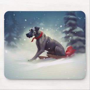 Great Dane Christmas snow winter Mouse Pad