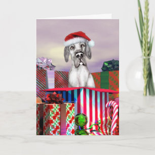Great Dane Christmas Surprise Black UC Holiday Card
