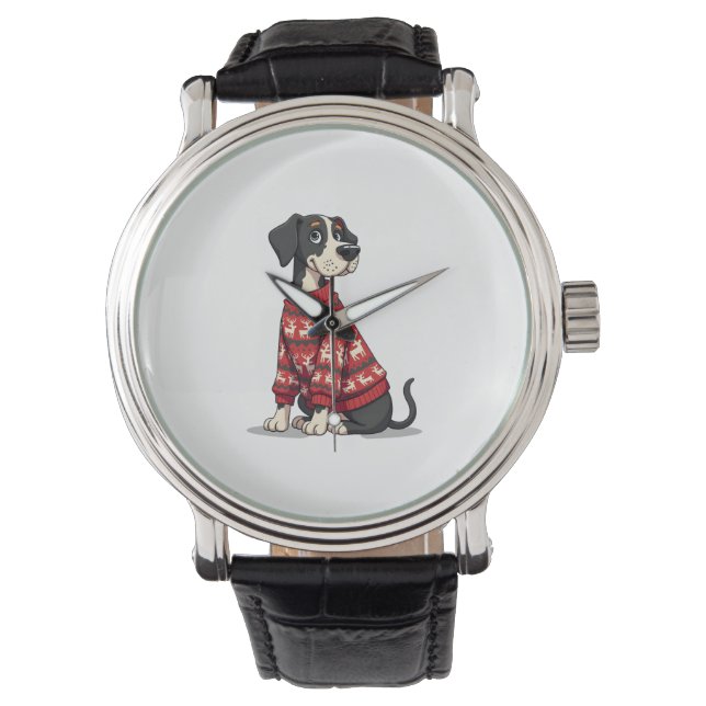 Great Dane Christmas Sweater dog Watch (Front)