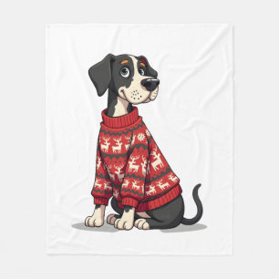 Great Dane Christmas Sweater Fleece Blanket