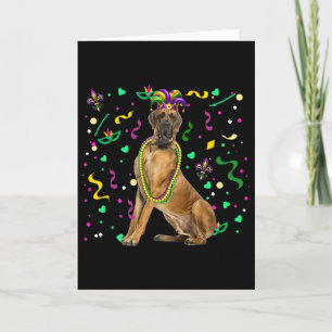 Great Dane Costume Mardi Gras Beads Funny Parades Card