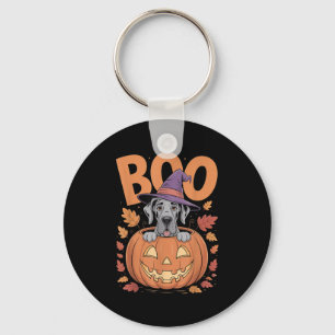 Great Dane Costume On Pumpkin Halloween Great Dane Key Ring