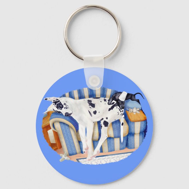 Great Dane Couch Taters Key Ring (Front)