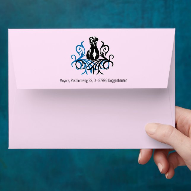 Great Dane Crest Black Blue Mail Envelope (Hand)