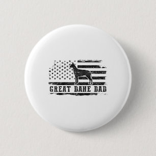 Great Dane Dad Distressed American Flag Patriotic 6 Cm Round Badge