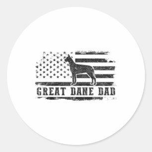 Great Dane Dad Distressed American Flag Patriotic Classic Round Sticker