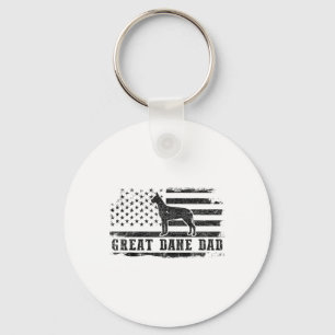 Great Dane Dad Distressed American Flag Patriotic  Key Ring