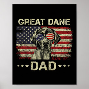 Great Dane Dad Dog Lovers American Flag 4th Of Jul Poster
