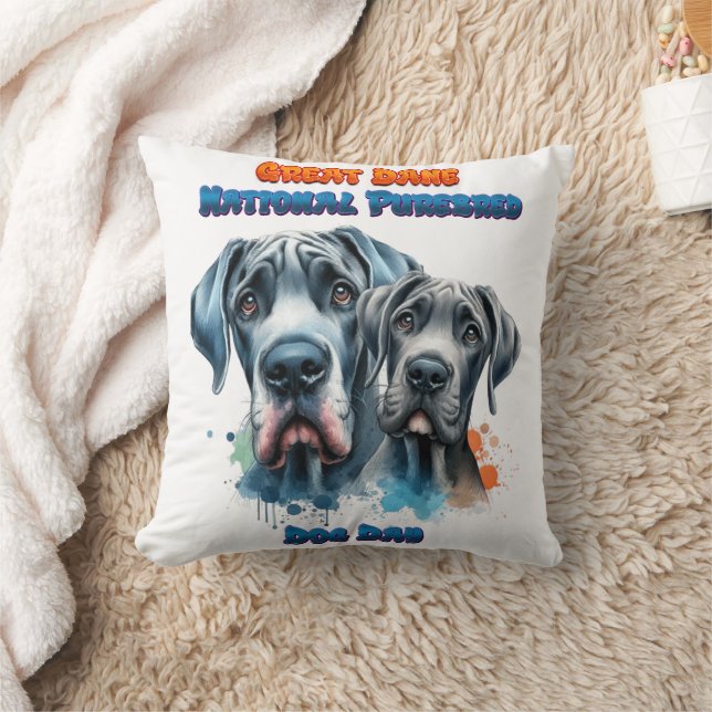 Great Dane Day for National Purebred Dog! Cushion (Blanket)