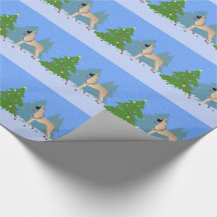 Great Dane Decorating a Christmas Tree in forest Wrapping Paper