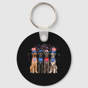 Great Dane Dog 250 Years Aamerican 1776 2026 4th Key Ring